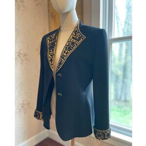 Albert Nipon Evening Jacket Black and Gold